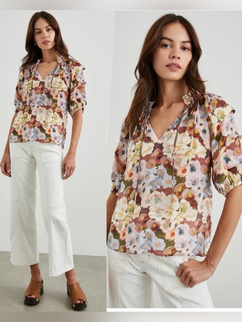 Rails Paris Painted Floral Blouse Romantic , size Large